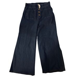 HALARA Dark Navy Wide Leg Flare CROPPED 25” Jeans